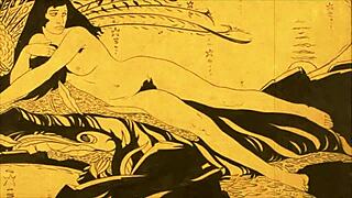 in vintage times, erotic drawings of cartoon characters engage in sensual acts, blending antique styles with anime hentai.