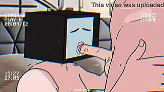 Cartoon porn with TV woman and cameraman in action