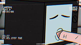Cartoon porn with TV woman and cameraman in action