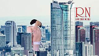 Giant lady roams city in all her glory