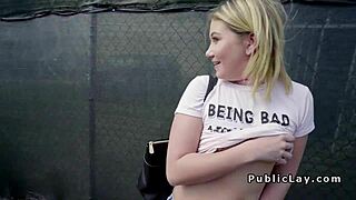 Dude Makes Blonde Laugh Before Fucking Her Outdoors