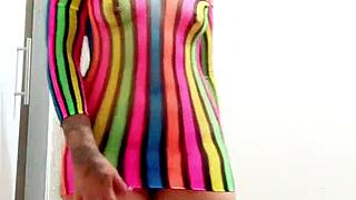 i put on lingerie in front of husband's friend he can't hold back and fucks me