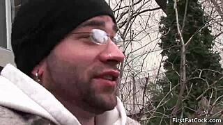 Hot gay threesome with sucking, blowjob, and fucking