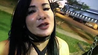 Latina bent over doggystyle anal cumshot in car