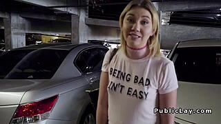 Dude Makes Blonde Laugh Before Fucking Her Outdoors