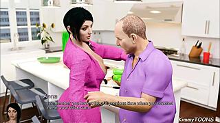 Anna's Spannende Affaire - Vreemdgaande Vrouw Geneukt door Oude Man Terwijl Man de Gootsteen Repareert