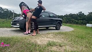 Public blowjob and fucking stranger cums on face