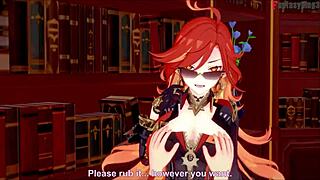 Mavuika sucks and fucks in Jean's office trailer from Genshin Impact.