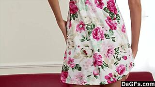 Dagfs: Brunette Babe Strips for Solo Masturbation Fun?