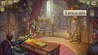 A girl gives a blowjob and a handjob in this video which is part of the Innocent Witches gameplay