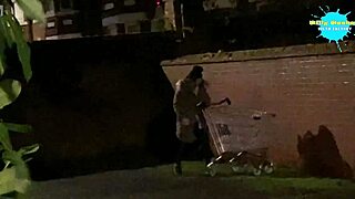 Cracky shows her natural tits in public, what a horny babe!