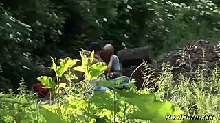 horny german couple banging hard outdoor in wild voyeur action for real