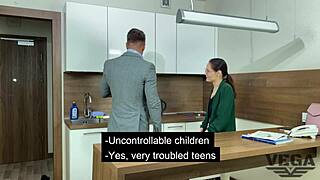 Director Fucks Wicked Teacher, Cums on Glasses