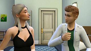 The stepson impregnates his stepmother on new years eve in this animated scene