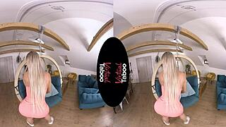 Virtual Taboo Featuring the Blonde with Shaved Pussy in POV Masturbation, Reaching Hairless Orgasm.