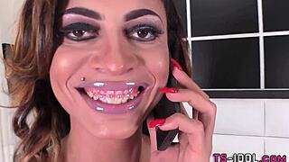 Keylla Marques, the hot transsexual in a high-definition blowjob scene