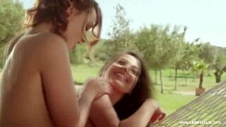 Tan girlfriends enjoy outdoor activities and intimate moments