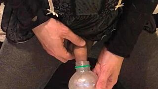 Old Drunk Man Enjoys Golden Piss Drink