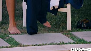 Vixenplus star Lana Rhoades gets bent over and screwed by her hairy boss with a creampie