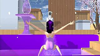 point of view cartoon fox girl dances on lap