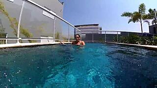 Married Woman Fucks Unknown Employee in the Pool