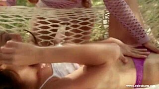 Tan girlfriends enjoy outdoor activities and intimate moments