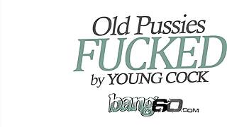 Slim granny bangs young 18+ dude until total exhaustion in wild session!