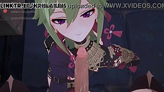 horny lakris from genshin impact engages in cartoon pussy licking