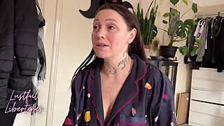 stepmom catches me filming and reluctantly lets me finish on her hairy milf pussy