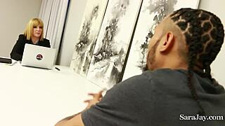 Massive black shaft drills mature Sara Jay for a workplace raise