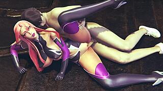 Makai Kishi From Taimanin Asagi 3 Spooning Fuck To Orgasm On Floor In 3D Animation