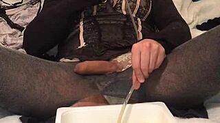 Old Drunk Man Enjoys Golden Piss Drink