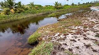 Beautiful interracial friends fuck in Bahia bayou