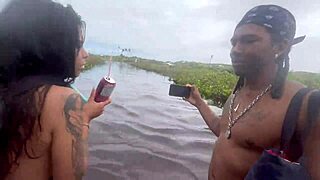 Beautiful interracial friends fuck in Bahia bayou