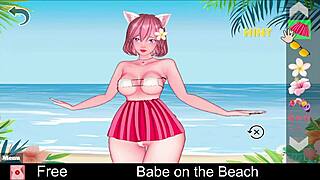 Babe plays an exciting game on the sunny beach