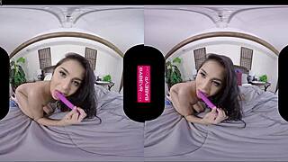 michelle maylene, petite latina babe, masturbates with toys in vr pov solo session