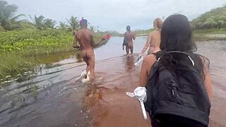 Beautiful interracial friends fuck in Bahia bayou