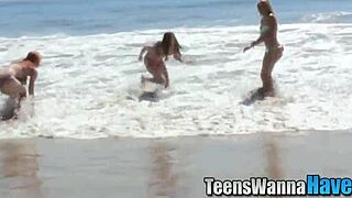 Teen threesome with facial finish in high definition