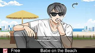 Babe plays an exciting game on the sunny beach