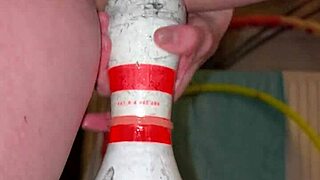 bowling pin insertion into pussy for squirting with vibrator in extreme fetish
