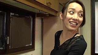 American exchange student and Japanese wife in sweaty lesbian sex, licking each other intensely