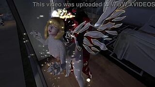 Shemale explodes with her big cock!