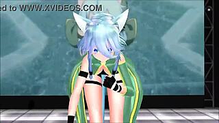 Sinon From Sword Art Online Showing Big Tits In Mmd