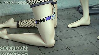 Silver Wolf Caught Masturbating, Delivers Footjob and Blowjob