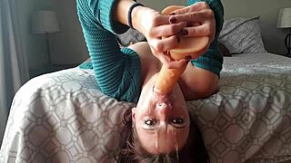upside down dildo gag leads to deepthroat