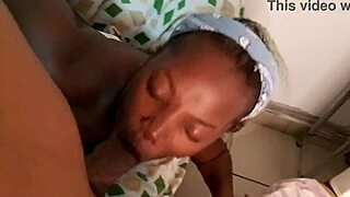 Ebony queen deepthroats big cock in lingerie fucking scene