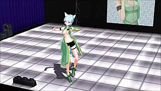 Sinon From Sword Art Online Showing Big Tits In Mmd