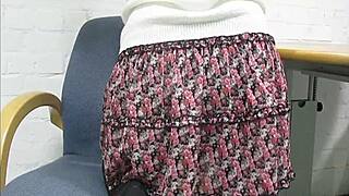 Pantyhose rubbing turns into girlfriend's slutty pussy fucking with a friend.