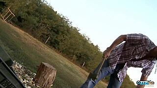 Country boy gets interrupted by horny milf for wild anal sex
