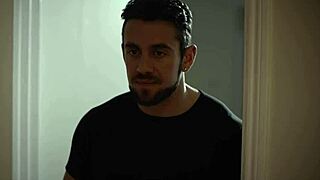 tranny stepmother blows big cock, handjob, fucks hard in ass, cums on tits